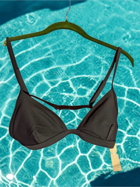 J. Crew Other - NWT J. Crew Black Ribbed Triangle Bikini Top Sz Small
